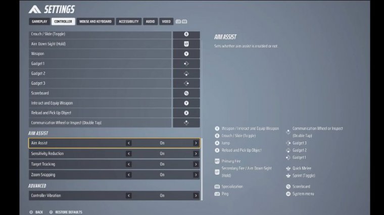 controller settings