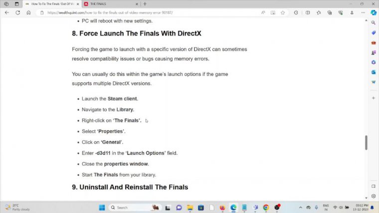 Solution 8:force launch the finals with directx