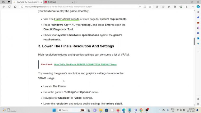 Solution 3:lower the finals resolution and settings