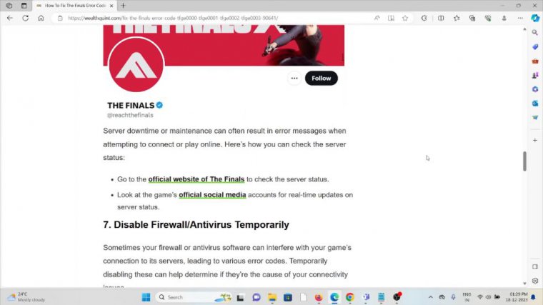Solution 6:check server status of the finals